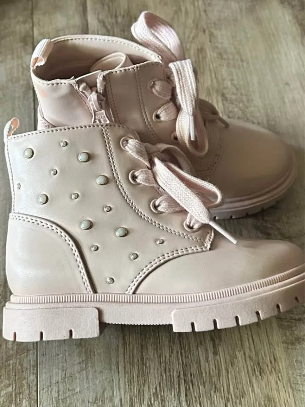 Toddler Girls' Pink Combat Boots Size 10